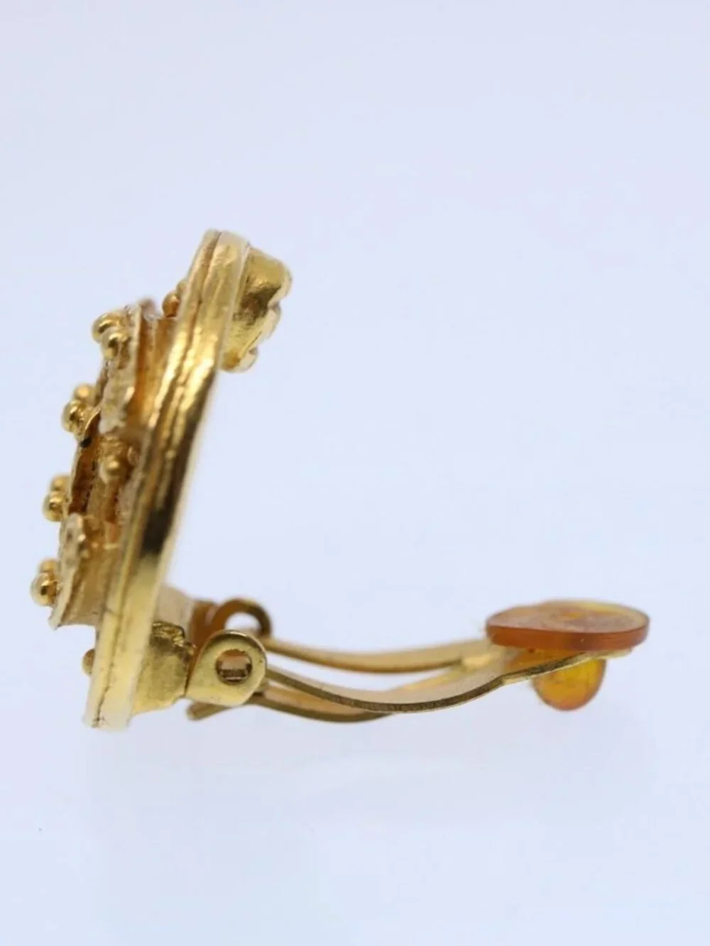 CHANEL Earring Gold Tone CC Auth ep2559